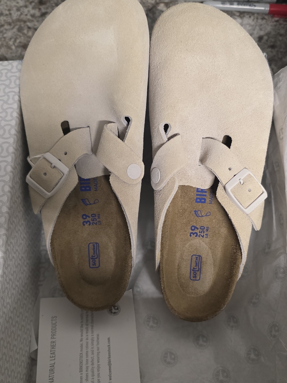 Nwt Birkenstock Boston Antique White Suede Shoes EU 39 Sz 8